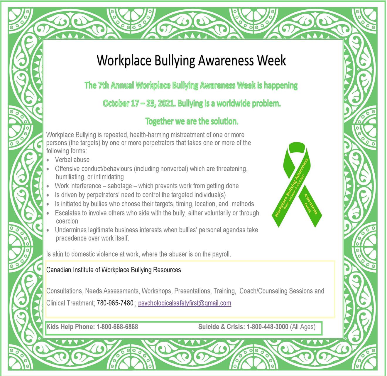 Workplace Bullying Awareness Week